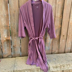 SIORO Women's Mauve Purple Robe 3/4 Sleeves Waist Tie Pockets Size Medium